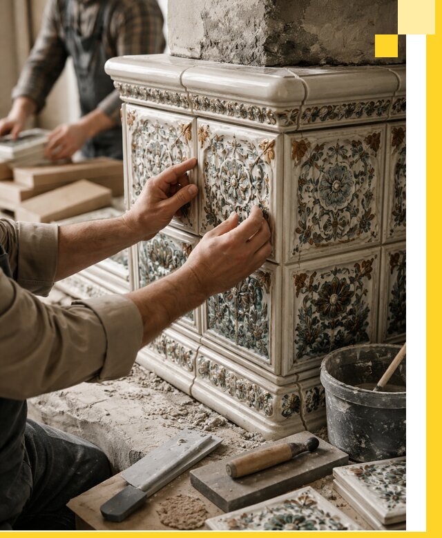 Изразцовые камины под ключ в Щёлкове: проект и монтаж