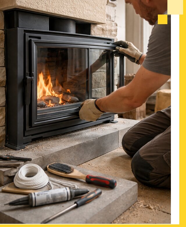 Производство, монтаж и доставка каминов со стеклом в Щёлкове