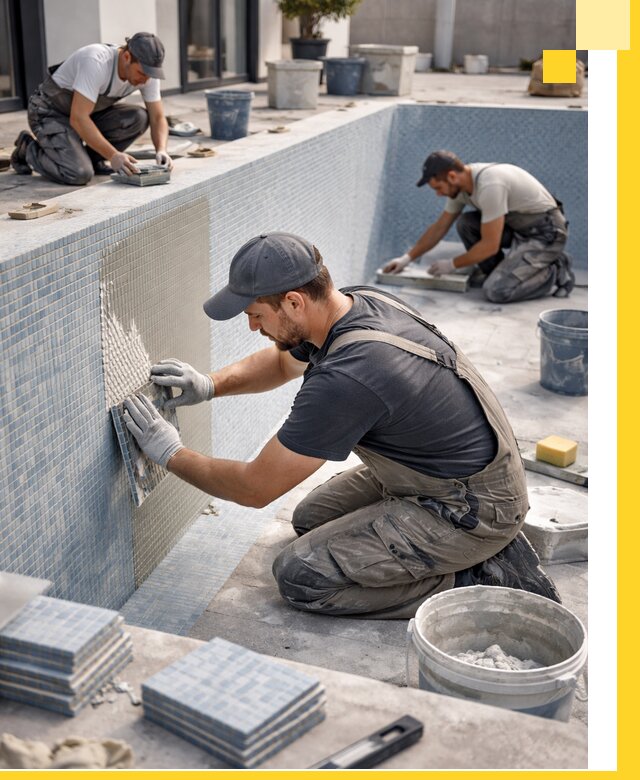 Облицовка бассейнов в Щёлкове плитка мозаика гидроизоляция