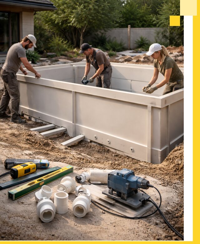 Установка полипропиленовых бассейнов под ключ в Щёлкове