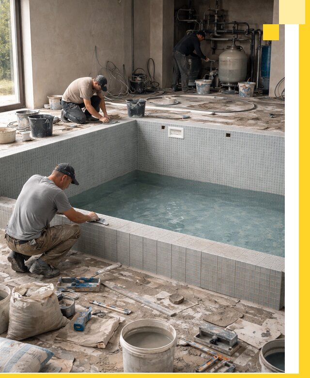 Строительство и монтаж бассейнов в помещении в Щёлкове