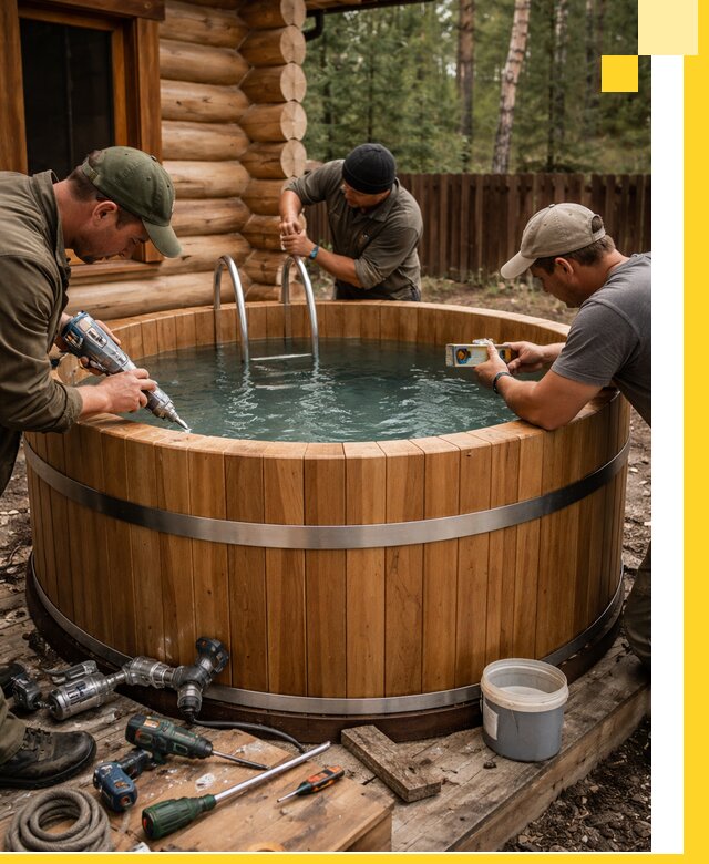 Строительство бань с купелью под ключ и отделкой в Щёлкове