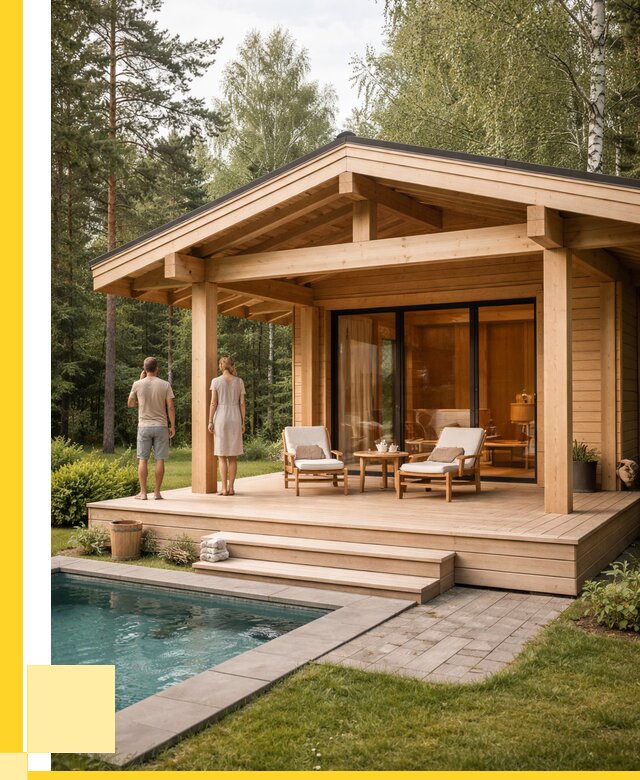 Бани с террасой под ключ в Щёлкове от 624180 р. | ЭриданЩлк