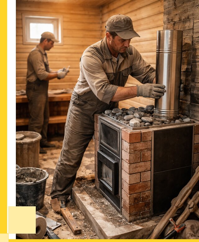 Монтаж печи в бане под ключ в Щёлкове от 20806 р. | ЭриданЩлк