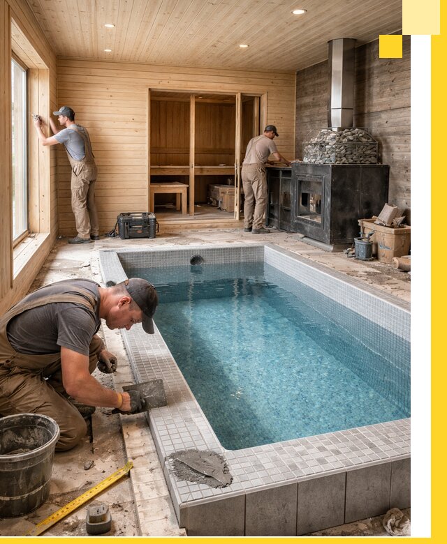 Проект бани с бассейном и сауной в Щёлкове под ключ