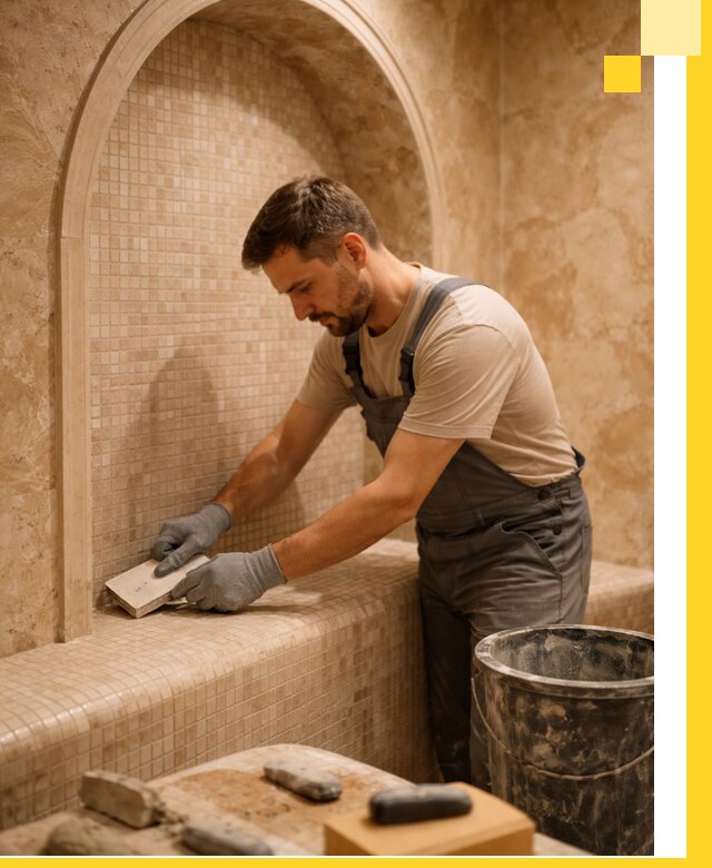 Профессиональная отделка хамамов с мозаикой под ключ в Щёлкове