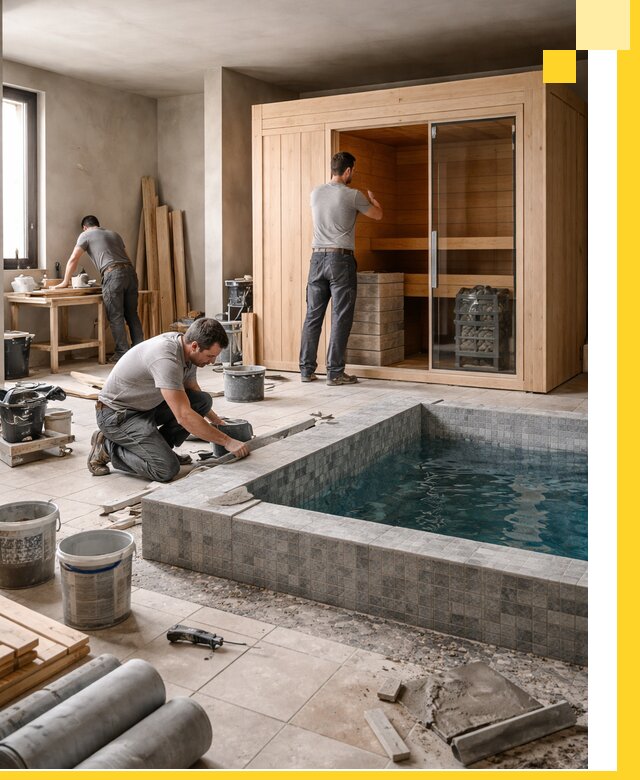 SPA зоны под ключ с бассейном сауной и печью в Щёлкове